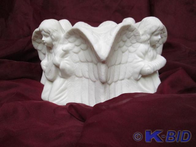 lot 6 image: Bisque porcelain angel candle holde...