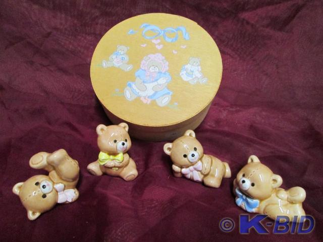 lot 80 image: Baby bears collection. Basket with ...