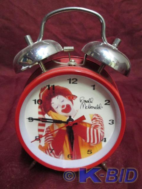 lot 10 image: Ronald McDonald twin bell alarm clo...
