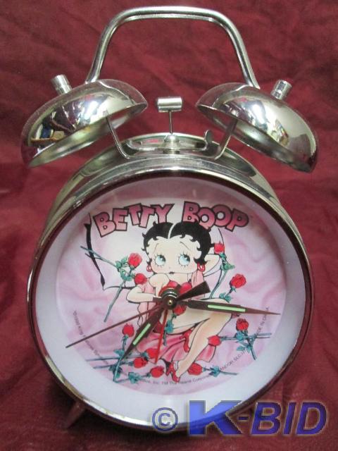 lot 15 image: Silver Betty Boop twin bell alarm c...