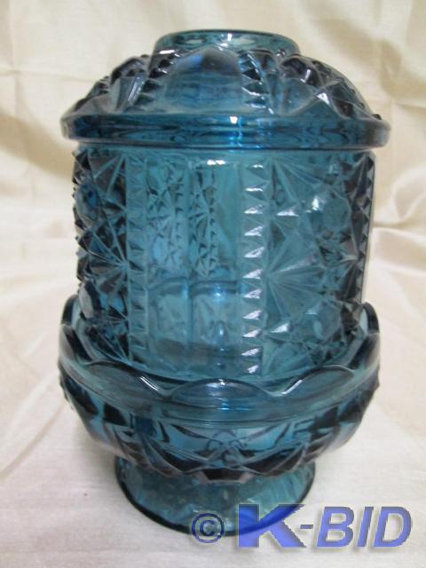 lot 26 image: Large vintage blue glass votive hol...