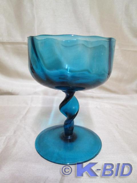 lot 41 image: Vintage blue glass candy dish with ...