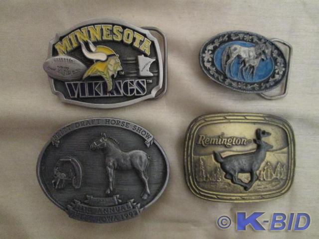 lot 45 image: Lot of 4 silver belt buckles. Excel...