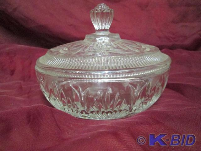 lot 52 image: Vintage glass candy dish with cover...