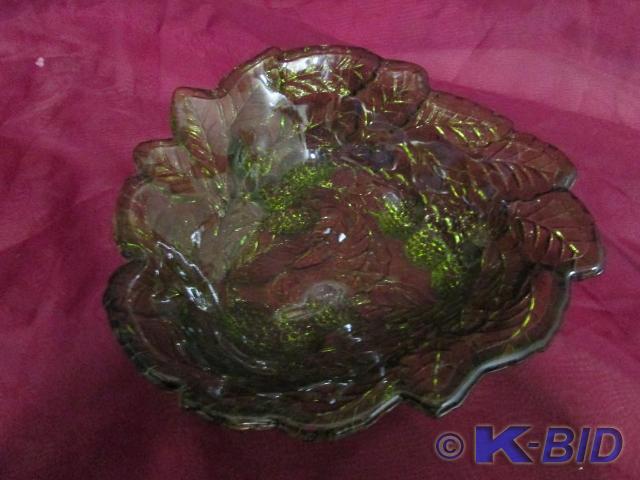 lot 55 image: Large green candy dish with pine co...