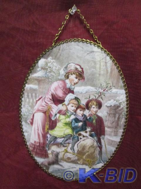 lot 57 image: Nice oval picture of a family in a ...