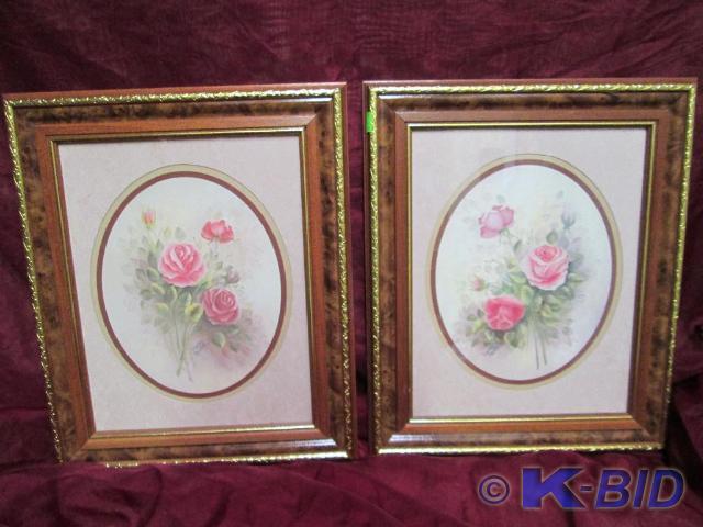 lot 81 image: Pair of Wyona Newton prints. Roses ...
