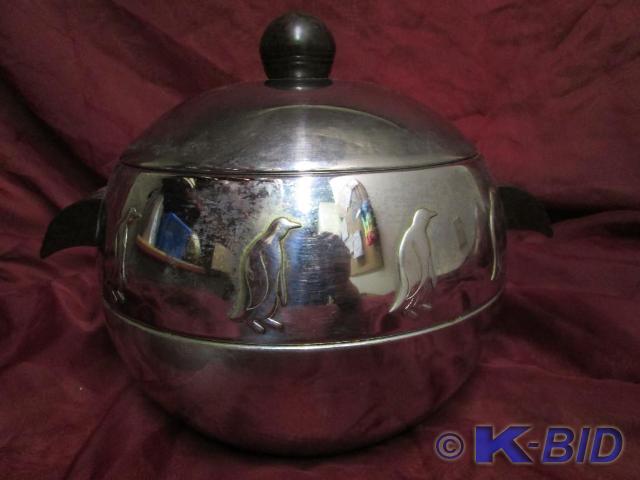 lot 92 image: Silver Penguin hot and cold serving...