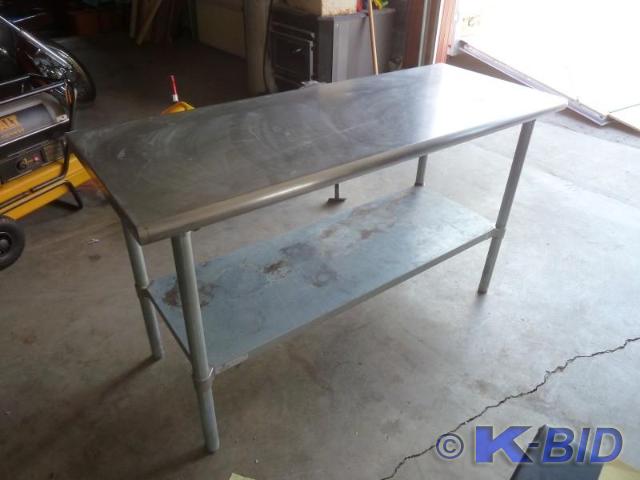 lot 29 image: Stainless steel table  Approximate...