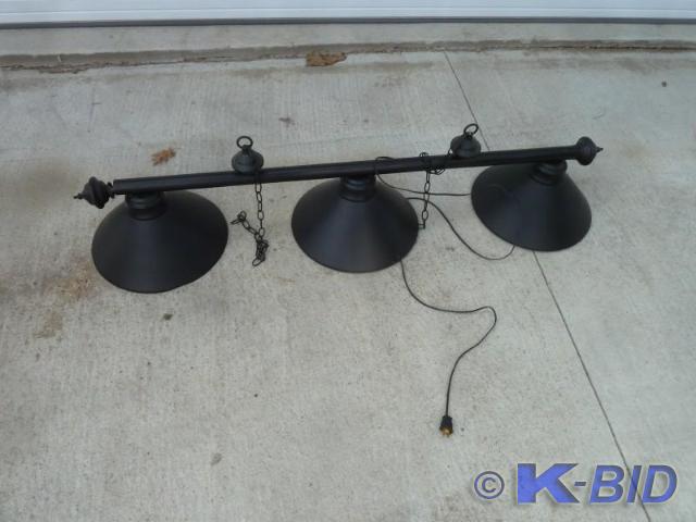 lot 34 image: Pool table light  Black pool table...