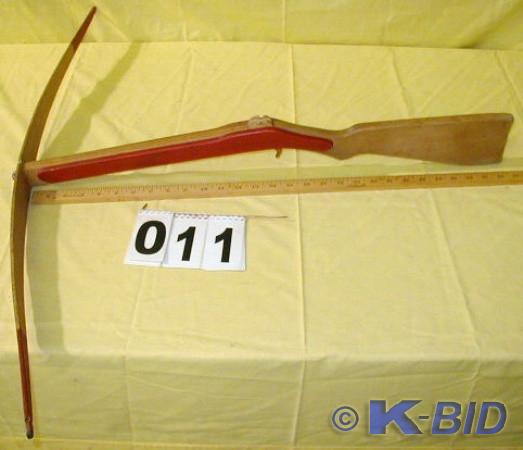 lot 11 image: Vintage Wood Crossbow  This piece a...