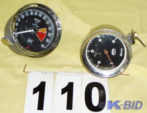 lot 110 image: Two Vintage Tachometers  On the lef...