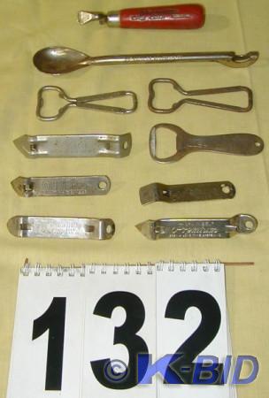 lot 132 image: Ten Vintage Beer BottleCan Openers...