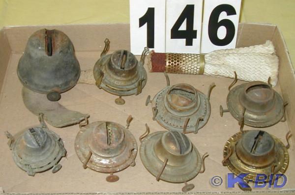 lot 146 image: Lot of Vintage Oil Lamp Parts  They...