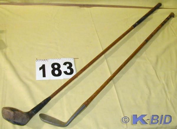 lot 183 image: Pair of Vintage Wood Shaft Golf Clu...