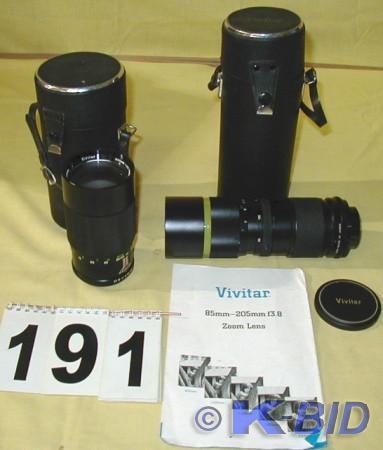 lot 191 image: Pair of Vivitar Telephoto SLR Camer...