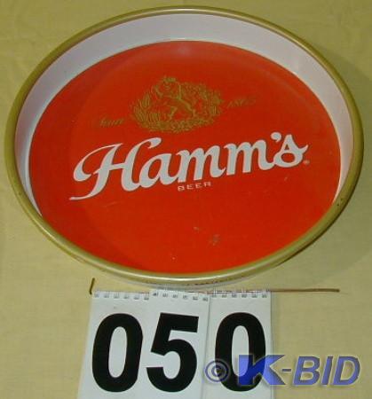 lot 50 image: Hamms Beer Tray  13 in diameter, li...