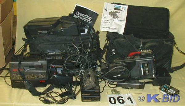 lot 61 image: Three Vintage Video Cameras and Gea...