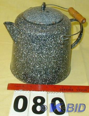 lot 80 image: Nice Grey-Ware Campfire Coffee Pot ...
