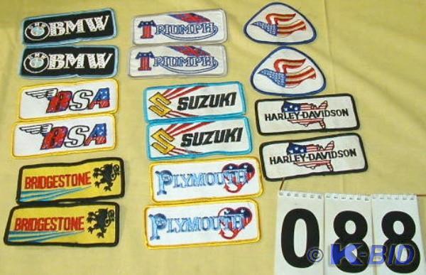 lot 88 image: 16 Vintage MotorcycleCar Cloth Pat...