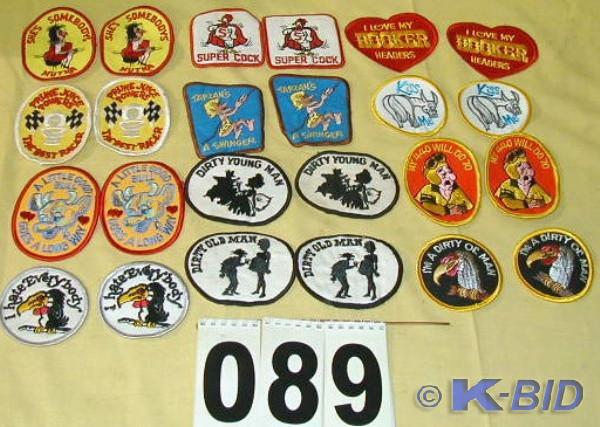 lot 89 image: 24 Vintage Cloth Jacket Patches  Th...