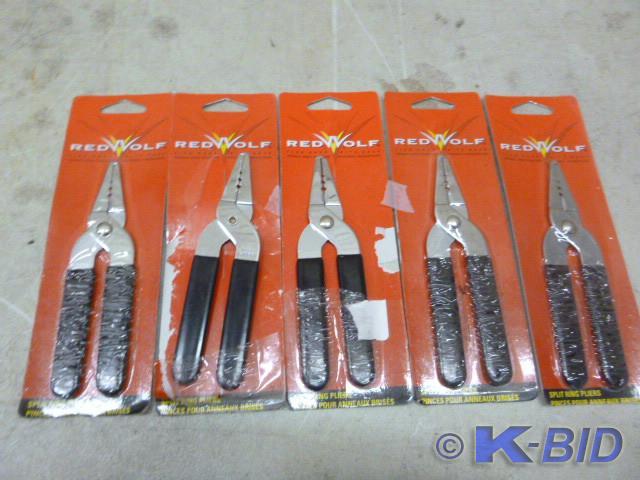 lot 133 image: 5 Red Wolf Split Ring Pliers for Fi...