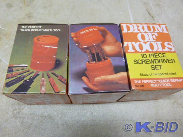 lot 191 image: 3 Drum of Tools 10 Piece Screwdrive...