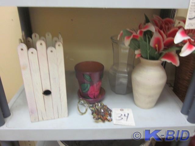 Hanging wooden bird house, decorati...