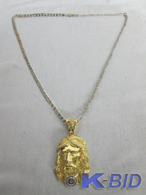 Goldtone CZ Mens Jesus Pendant&nbsp...