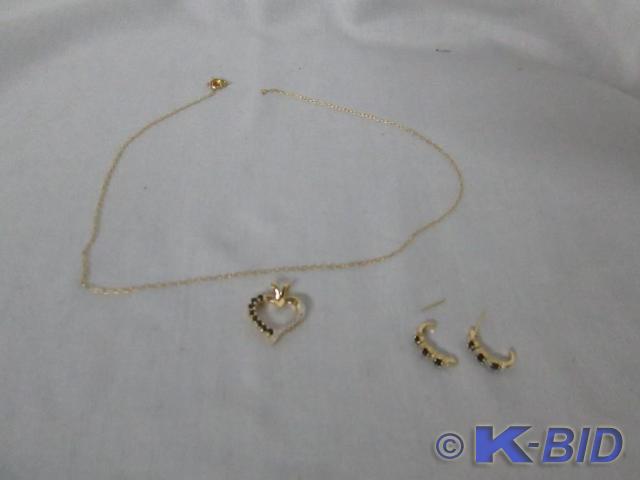Goldtone Blue Sapphire Pendant &amp...