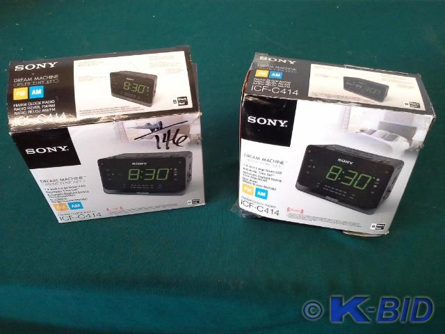 lot 146 image: (2) piece lot Sony FMAM Clock Radi...
