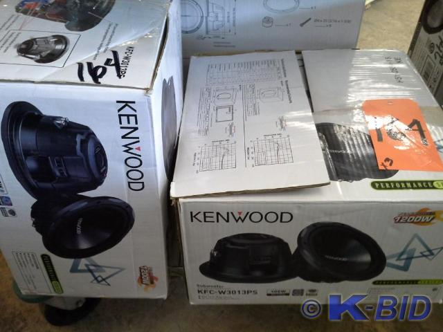 lot 164 image: (3) piece lot Kenwood 12 subwoofer...