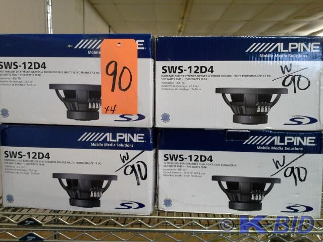 lot 90 image: (4) piece lot Alpine 12 Speakers m...