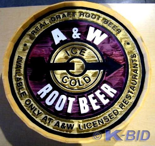 lot 28 image: A & W Indoor Sign    Says A &a...