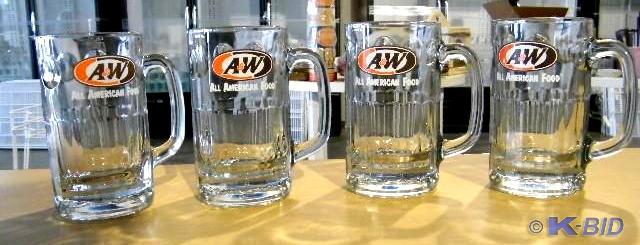 lot 35 image: Lot of 4 Glass A & W Root Beer ...