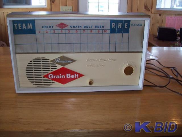 lot 1 image: Lighted Grain Belt Beer SignScore...