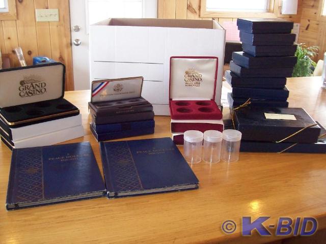 lot 37 image: 1 Bankers Box of Empty Coin Boxes a...