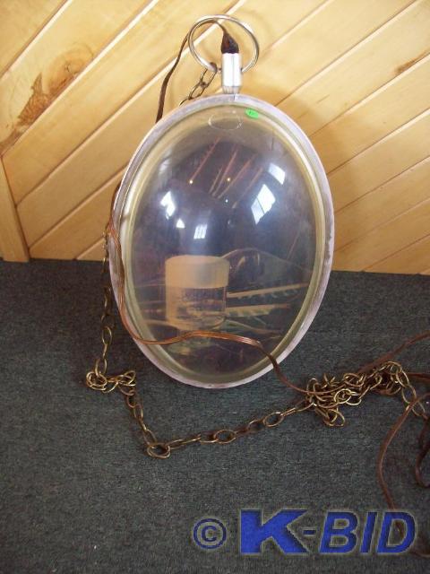 lot 6 image: Hanging Lighted Budweiser Clock - O...