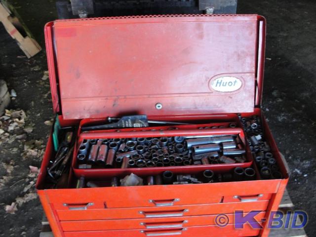 Hoot tool box with misc. tools This...