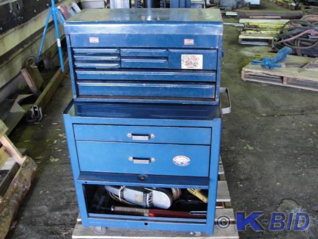 Blue tool box on castors with misce...