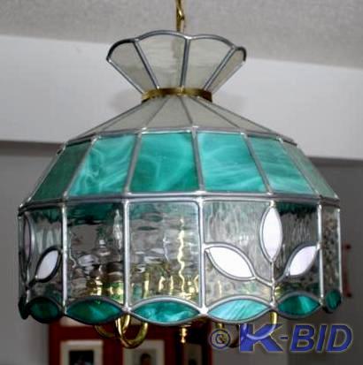 lot 10 image: Vintage stained glass hanging light...