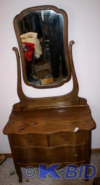lot 111 image: Antique  vintage curved front oak ...