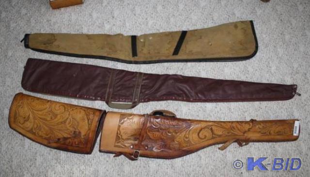 lot 127 image: 3 gun cases 1 leather case beautifu...