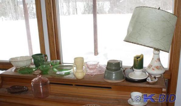 lot 129 image: Group of milk glass, colored glass ...
