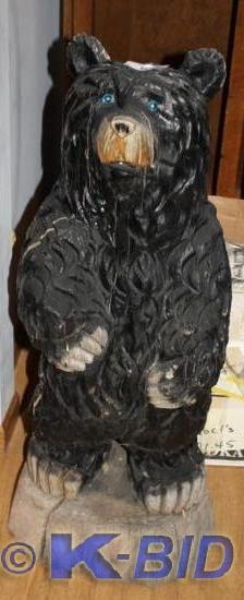 lot 182 image: Over 3 Tall Hand Carved bear out o...