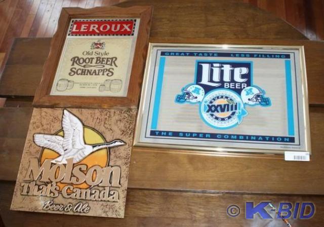 lot 183 image: 3 beer signs the largest sign is 21...