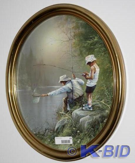lot 191 image: Grandpa fishing with grandson frame...