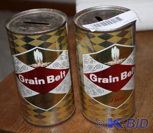 lot 195 image: 2 Grain Belt banks full of coins- w...