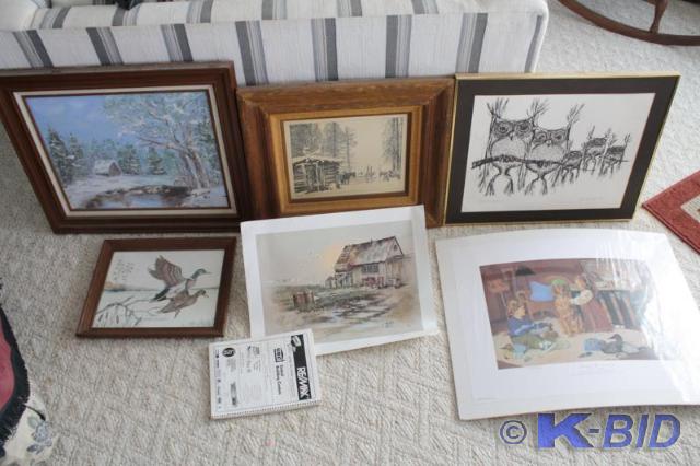 lot 259 image: Group pf framed prints and oils, so...