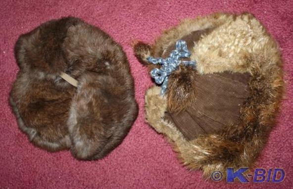 lot 313 image: vintage 2 fur hats one is rabbit fu...